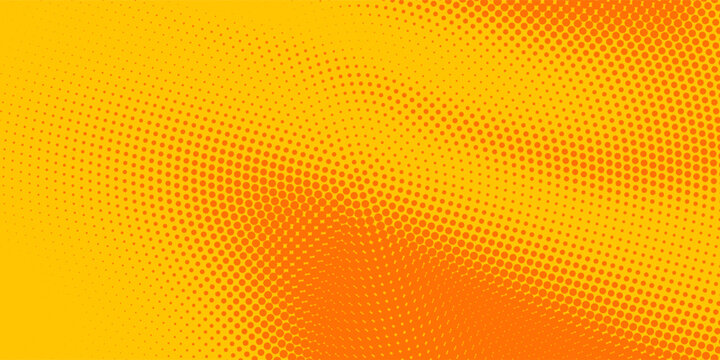 Modern bright orange halftone dot grid texture background. Elegant flowing wavy matrix pattern vector illustration for creative corporate identity or backdrop.