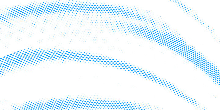 Modern white background with blue halftone dot grid texture. Elegant flowing wavy matrix pattern vector illustration for corporate identity or web backdrop.