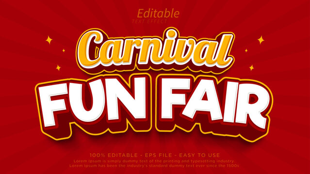 Editable text effect. Carnival funfair text style effect	