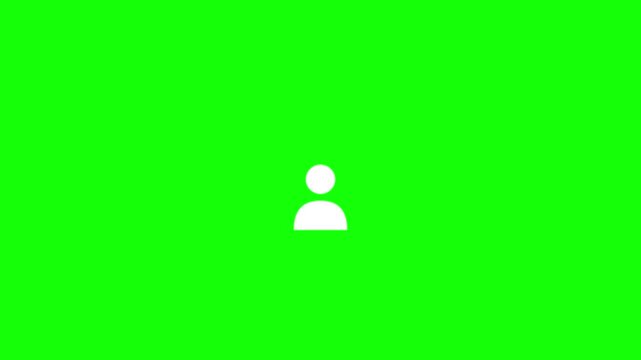 White user profile icon on green screen background. 4K Video