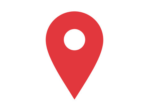 Red map location pin icon symbol for navigation with location navigation position direction destination waypoint geographic isolated interface abstract tracking geography notification