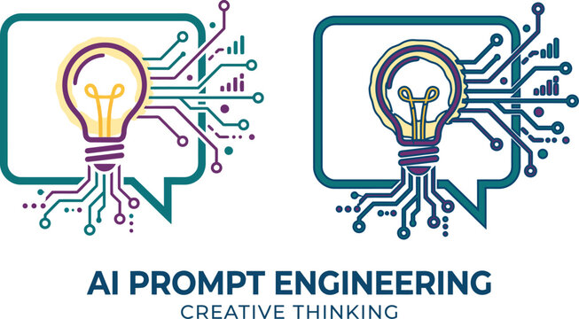 Ai prompt engineering creative thinking concept with light bulb and circuit board