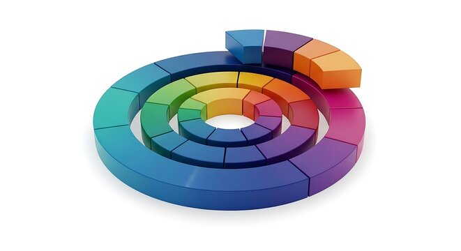 Colorful spiral chart with many segments showing business growth and data progress