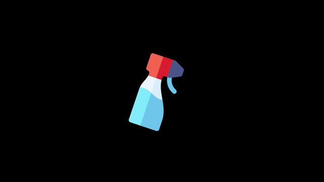 Spray bottle animation showing a cleaning tool releasing mist in this flat design style vector motion graphics video clip