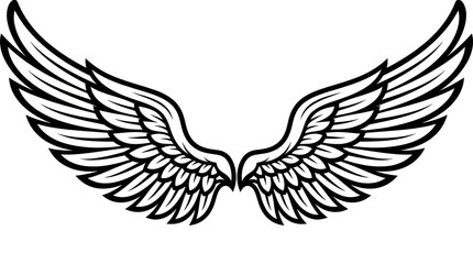 Obraz premium Black and white wing illustration symbol.