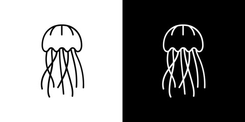 black and white illustration of jellyfish icon © Nexis