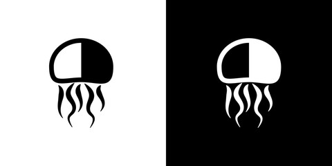 black and white illustration of jellyfish icon © Nexis