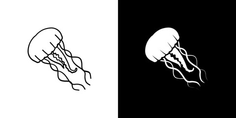 black and white illustration of jellyfish icon © Nexis