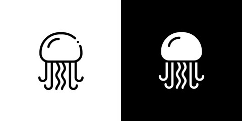 black and white illustration of jellyfish icon © Nexis