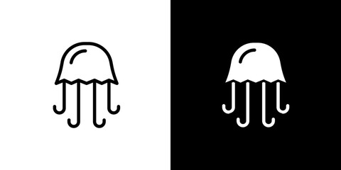 black and white illustration of jellyfish icon © Nexis