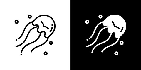 black and white illustration of jellyfish icon © Nexis