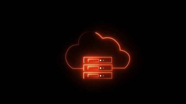 Animated Cloud Computing Icon on Transparent Background, Cloud Technology for Data Management, Online Database Storage, Networking and Internet Services...