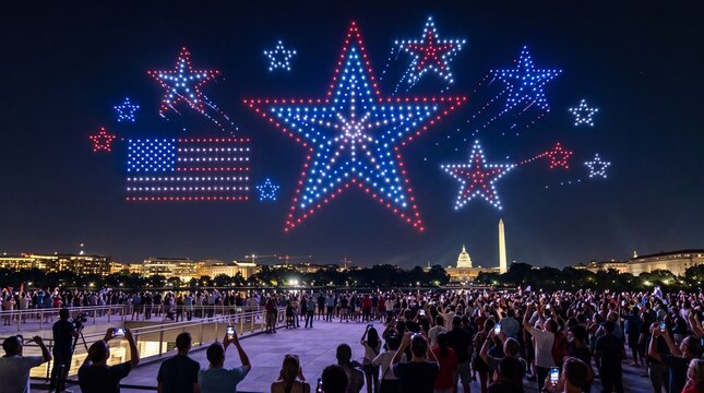 Patriotic drone light show over Washington D.C. on 4th of July