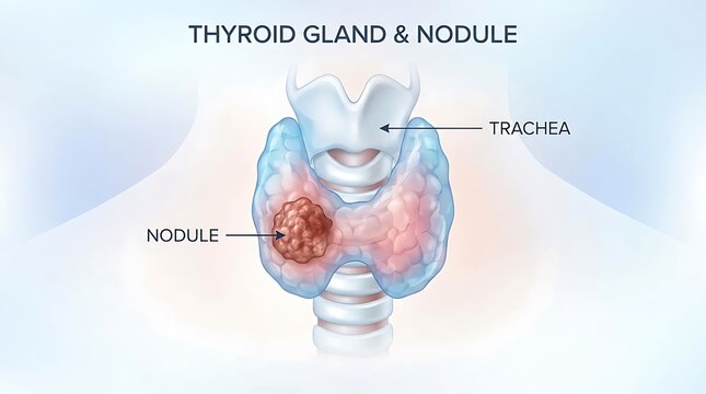Anatomical of the thyroid gland and trachea with a thyroid nodule anatomy