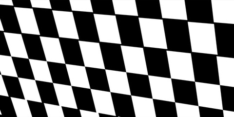 Obraz premium Diagonal Black and White Checkerboard Pattern Background With Tilted Rhombus Tiles