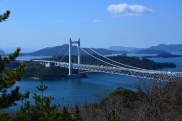 Obraz premium 岡山県 倉敷市の鷲羽山展望台～瀬戸大橋