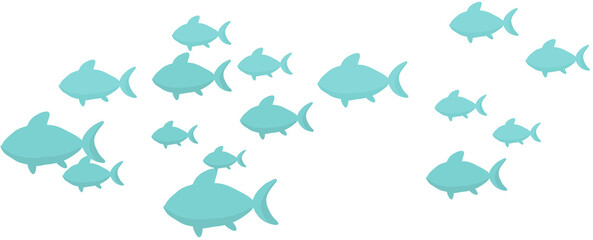 School of fish swimming together, marine life illustration isolated on white background © youngsun