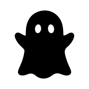 Cute floating ghost spooky solid black icon