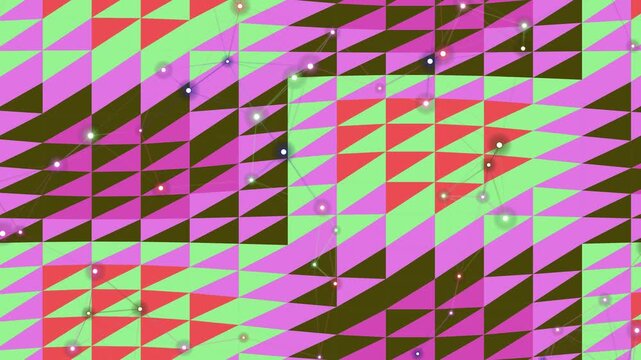 Abstract triangle pattern animation with plexus nodes representing industrial textile processes.