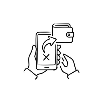 Hands holding smartphone with wallet.