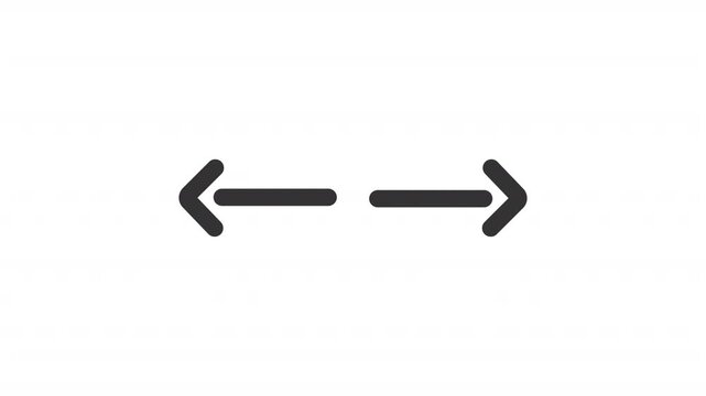 Animated symmetrical dual arrows line icon. Opposite direction moving pointers animation. Expansion of modern digital boundaries. Outline element on white background. HD video with alpha channel