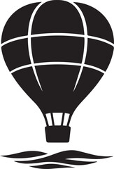 Naklejka premium Black and white hot air balloon floating over water Vector