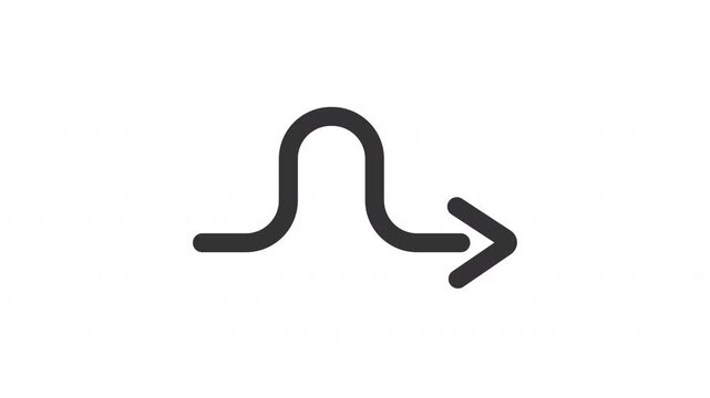 Animated adaptable path forward line icon. Route change animation. Dynamic roadmap. Direction pointer. Outline element on white background. HD video with alpha channel