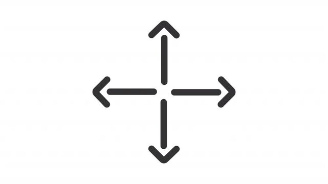 Animated connection with multiple paths line icon. Spatial tracking animation. Full expansion directional arrows. Outline element on white background. HD video with alpha channel