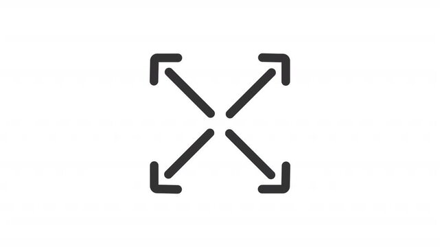 Animated outreach pointers line icon. Graphics for data scaling animation. Scalability and growth arrows. Outline element on white background. HD video with alpha channel