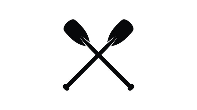Crossed Paddles In Black Silhouette rowing oars