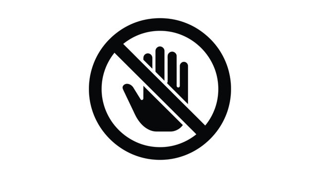 Prohibited hand gesture in a circle black silhouette