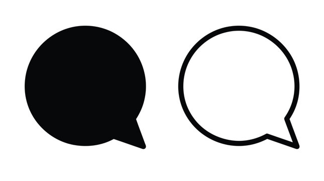 Speech bubble shapes black silhouette and outline on white background silhouette