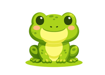 Obraz premium Cute Frog Cartoon Flat Vector Illustration