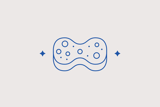 Figure eight porous cleaning sponge line icon for kitchen dishwashing app, car wash boutique, tool store. Helpful vector illustration for surface scrubbing.