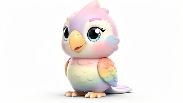 Cute pastel baby bird character with big eyes.