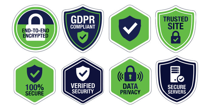 Sales stickers labels collection vector illustration security badges for trust compliance