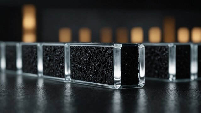 Group of glass blocks sitting on top of table, fantasy style digital art - Generative AI