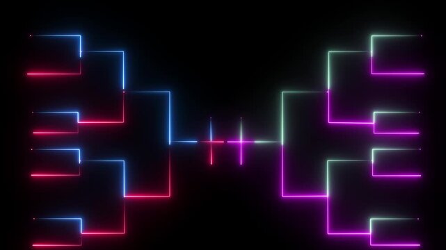 Glowing neon team Tournament bracket templates isolated future concept Championship bracket schedule for soccer, basketball, Motion Graphic.