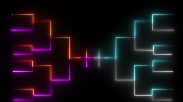 Glowing neon team Tournament bracket templates isolated future concept Championship bracket schedule for soccer, basketball, Motion Graphic.