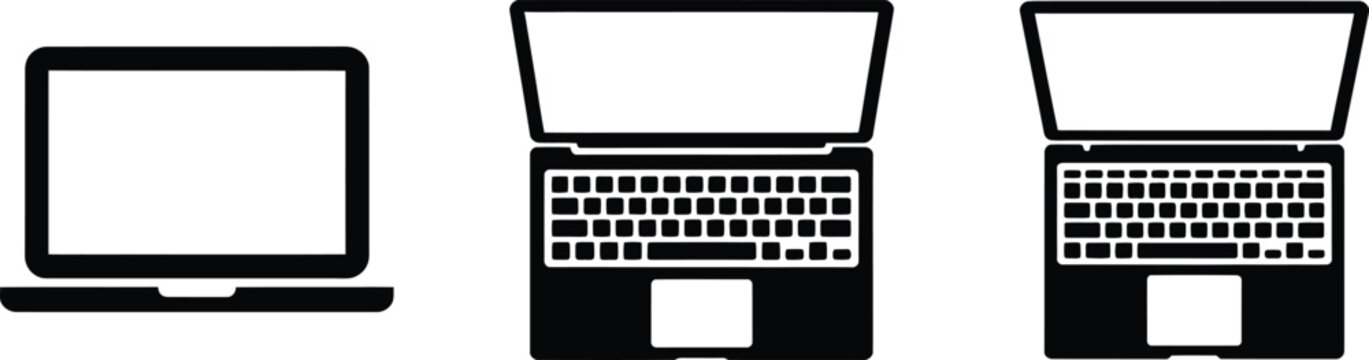 Three different laptop computer keyboard designs illustrated in simple line art style