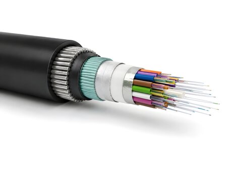 Fiber optic cable cross section isolated on white background