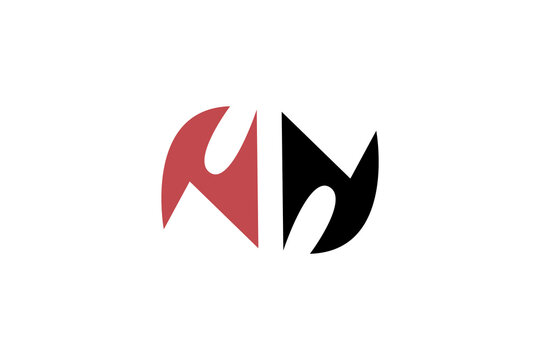 Abstract Letter AM Logo: Modern Geometric Crimson Red and Black Twin Wings Initial Icon for Tech Brand