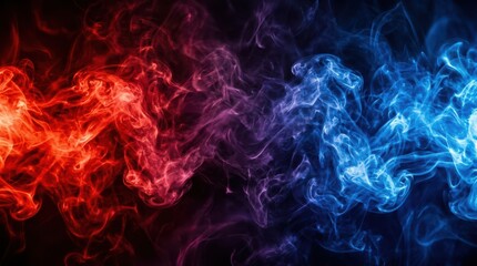 Obraz premium Abstract background with red and blue smoke swirling together