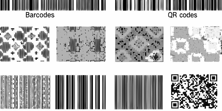 Collection Of Barcodes And Qr Codes Black And White Graphic