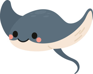 Cute Stingray Flat Vector Illustration © K-Visualworks