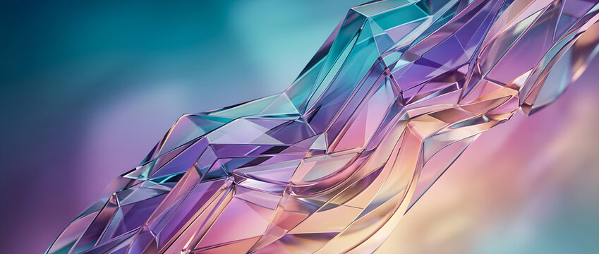 Glass gradient geometry background, 3d rendering.