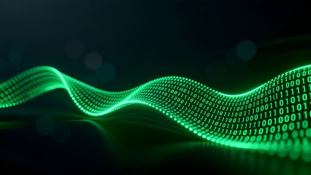 Green binary wave on dark background