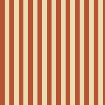 Seamless vertical stripes pattern with terracotta orange and cream beige lines for background and textile design