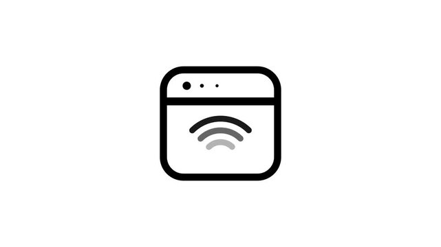 Browser window displaying WiFi connection animation isolated on white background