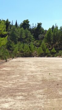 Ancient Greek stadium ruins in Nemea, Greece